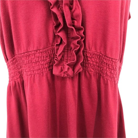 Banana Republic Womens Sleeveless V Neck Ruffle Knit Maroon A Line Dress Size PM - Picture 4 of 7